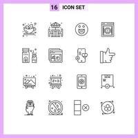 Outline Pack of 16 Universal Symbols of burner warning emojis notification internet Editable Vector Design Elements