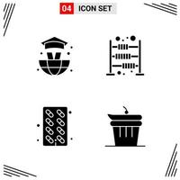 4 Icons Solid Style Grid Based Creative Glyph Symbols for Website Design Simple Solid Icon Signs Isolated on White Background 4 Icon Set vector