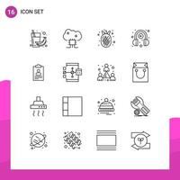 Modern Set of 16 Outlines and symbols such as play headphone cloud server e learning organic food Editable Vector Design Elements