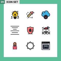 conjunto de 9 iconos de interfaz de usuario modernos signos de símbolos para programar elementos de diseño de vector editables de bloqueo de centro eid de texto