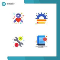 4 Creative Icons Modern Signs and Symbols of donation repair ribbon finance wrench Editable Vector Design Elements