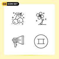 4 Creative Icons for Modern website design and responsive mobile apps 4 Outline Symbols Signs on White Background 4 Icon Pack vector
