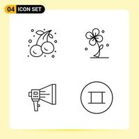 4 Creative Icons for Modern website design and responsive mobile apps 4 Outline Symbols Signs on White Background 4 Icon Pack vector