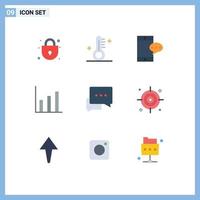 9 User Interface Flat Color Pack of modern Signs and Symbols of business messages chatting conversation up Editable Vector Design Elements