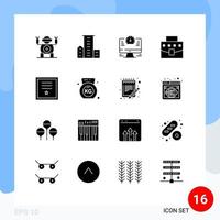 16 Creative Icons Modern Signs and Symbols of insignia office computer business user Editable Vector Design Elements
