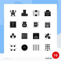 16 Creative Icons Modern Signs and Symbols of insignia office computer business user Editable Vector Design Elements