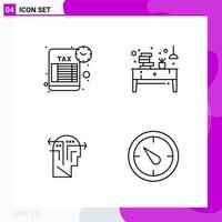 Line Icon set Pack of 4 Outline Icons isolated on White Background for Web Print and Mobile vector