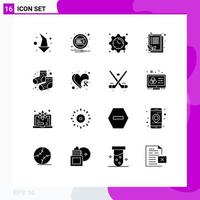 16 iconos creativos signos y símbolos modernos de la lista de configuración de hojas de calzado lista de verificación elementos de diseño vectorial editables vector