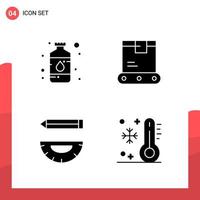 Pack of 4 Universal Glyph Icons for Print Media on White Background vector