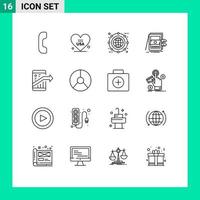 Modern Set of 16 Outlines Pictograph of arrow system archive sale pos Editable Vector Design Elements