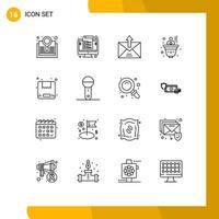 Pictogram Set of 16 Simple Outlines of box growth percent business outline Editable Vector Design Elements