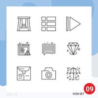 9 iconos creativos signos y símbolos modernos de inversión diamonf alerta comercial producto elementos de diseño vectorial editables vector