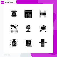 9 Creative Icons Modern Signs and Symbols of tube gas growth movie film Editable Vector Design Elements