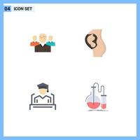 Group of 4 Flat Icons Signs and Symbols for team baby executive person mother Editable Vector Design Elements