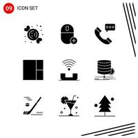 colección de 9 iconos vectoriales en estilo sólido símbolos de glifo perfecto de píxeles para web y signos de iconos sólidos móviles sobre fondo blanco 9 iconos vector