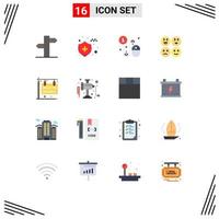 16 iconos creativos signos y símbolos modernos de letreros colgantes de regreso a la escuela comprar emojis tristes paquete editable de elementos creativos de diseño de vectores