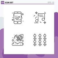 Pictogram Set of 4 Simple Filledline Flat Colors of approved investment celebration party grill Editable Vector Design Elements