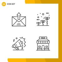 4 Icon Set Line Style Icon Pack Outline Symbols isolated on White Backgound for Responsive Website Designing vector