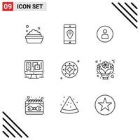 9 User Interface Outline Pack of modern Signs and Symbols of galaxy web man window computer Editable Vector Design Elements