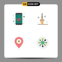 Stock Vector Icon Pack of 4 Line Signs and Symbols for app dollar bucket location atom Editable Vector Design Elements