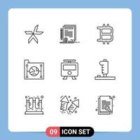 Mobile Interface Outline Set of 9 Pictograms of maps file document document cloud Editable Vector Design Elements