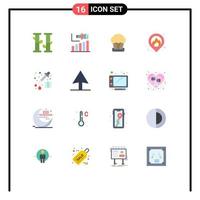 Mobile Interface Flat Color Set of 16 Pictograms of drop chemistry cake map fire Editable Pack of Creative Vector Design Elements