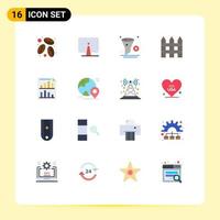 Universal Icon Symbols Group of 16 Modern Flat Colors of bars garden fence delete fence trash Editable Pack of Creative Vector Design Elements