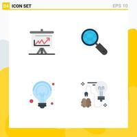 Pack of 4 Modern Flat Icons Signs and Symbols for Web Print Media such as graph campaigns board internet idea Editable Vector Design Elements