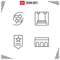 4 Icons Line Style Grid Based Creative Outline Symbols for Website Design Simple Line Icon Signs Isolated on White Background 4 Icon Set vector