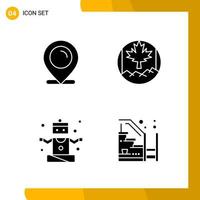 4 Icon Set Solid Style Icon Pack Glyph Symbols isolated on White Backgound for Responsive Website Designing vector