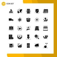 25 Universal Solid Glyphs Set for Web and Mobile Applications shield arrow phone verify mobile Editable Vector Design Elements
