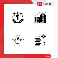 Pack of 4 creative Solid Glyphs of user present support box river Editable Vector Design Elements