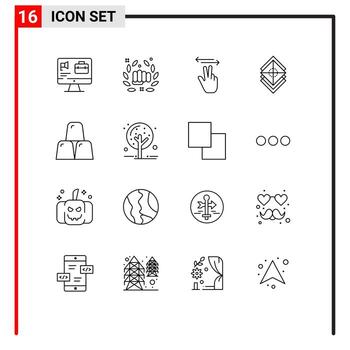 16 Universal Outlines Set for Web and Mobile Applications layer layers fist design touch Editable Vector Design Elements