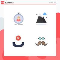 Stock Vector Icon Pack of 4 Line Signs and Symbols for fast nature timer athletics handset Editable Vector Design Elements