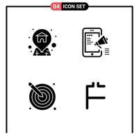 Set of 4 Modern UI Icons Symbols Signs for address artistic advertisement mobile creativity Editable Vector Design Elements