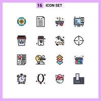 16 User Interface Flat Color Filled Line Pack of modern Signs and Symbols of movie theater cinema candle web design responsive Editable Creative Vector Design Elements