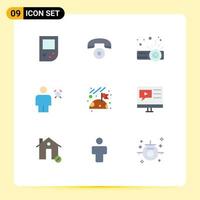 Set of 9 Modern UI Icons Symbols Signs for education moon projector flag human Editable Vector Design Elements
