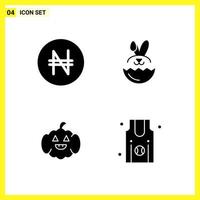 4 Icon Set Simple Solid Symbols Glyph Sign on White Background for Website Design Mobile Applications and Print Media vector