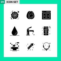 Pack of 9 Solid Style Icon Set Glyph Symbols for print Creative Signs Isolated on White Background 9 Icon Set vector