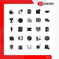 Solid Glyph Pack of 25 Universal Symbols of pin map grow location paper Editable Vector Design Elements