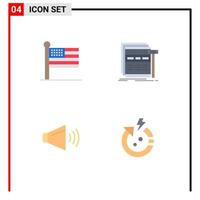 4 Thematic Vector Flat Icons and Editable Symbols of flag sound usa web volume Editable Vector Design Elements