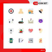 Pack of 16 Modern Flat Colors Signs and Symbols for Web Print Media such as cable sweet e supermarket learning Editable Pack of Creative Vector Design Elements