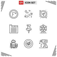 9 Icons Line Style Grid Based Creative Outline Symbols for Website Design Simple Line Icon Signs Isolated on White Background 9 Icon Set vector