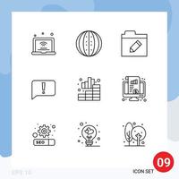 paquete de iconos de vector de stock de 9 signos y símbolos de línea para análisis error de melón básico renombrar elementos de diseño de vector editables