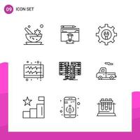 Outline Icon set Pack of 9 Line Icons isolated on White Background for responsive Website Design Print and Mobile Applications vector