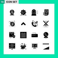 Pack of 16 Solid Style Icon Set Glyph Symbols for print Creative Signs Isolated on White Background 16 Icon Set vector