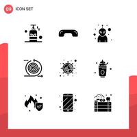 Solid Glyph Pack of 9 Universal Symbols of product iteration phone cycles monster Editable Vector Design Elements