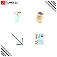 Set of 4 Vector Flat Icons on Grid for juice arrow spring human u Editable Vector Design Elements