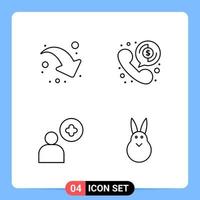 4 Line Black Icon Pack Outline Symbols for Mobile Apps isolated on white background 4 Icons Set vector