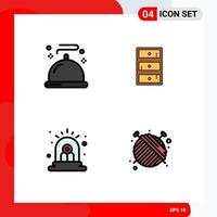 Set of 4 Commercial Filledline Flat Colors pack for food alert service closet siren Editable Vector Design Elements